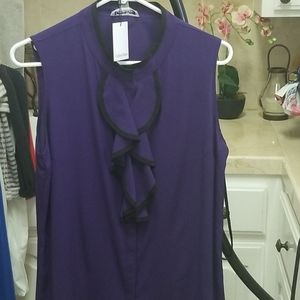 Calvin Klein purple and black sleeveles button up